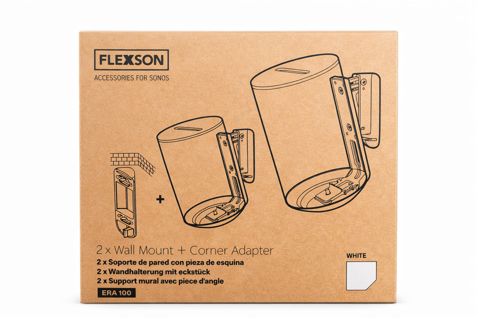Flexson Wall mount Duopack voor Sonos era 100 Wit